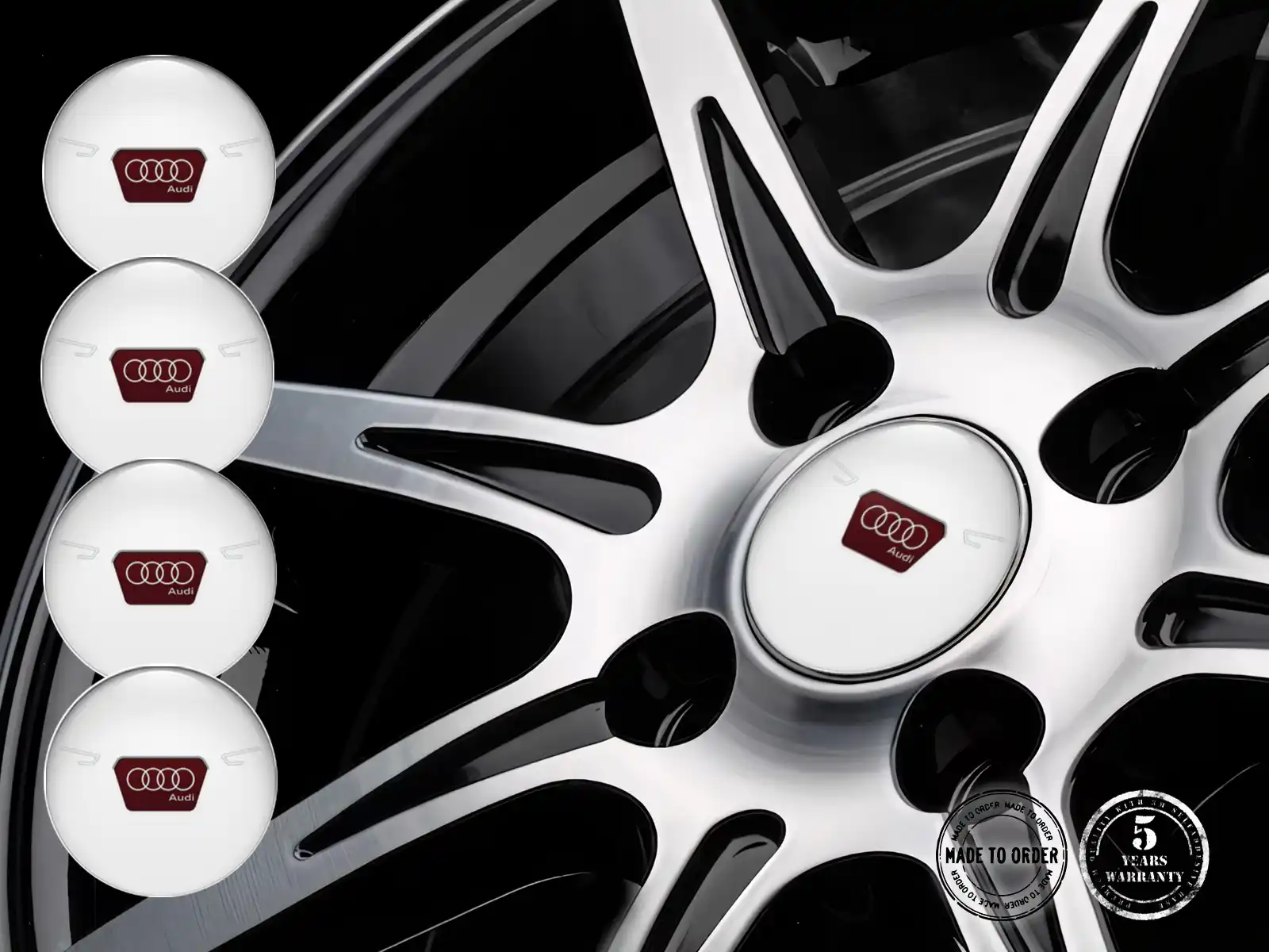 Audi Pegatinas de Rueda Estilo Emblemas de Cúpula Premium